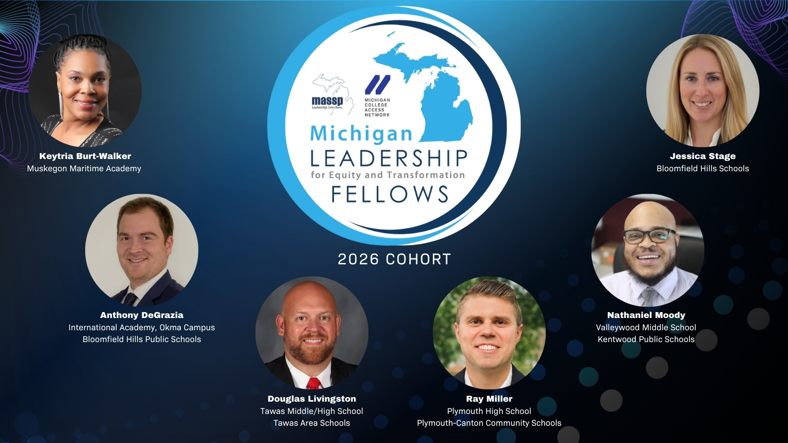 Graphic featuring the new cohort of Michigan Leadership Fellows