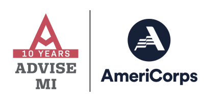 AdviseMI and AmeriCorps logos