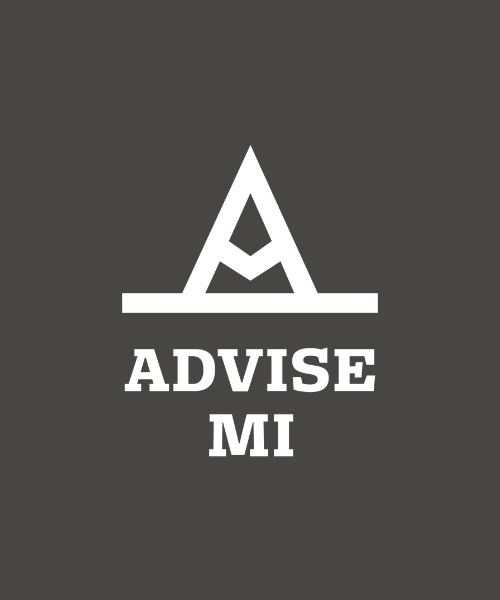 AdviseMI logo on a gray background